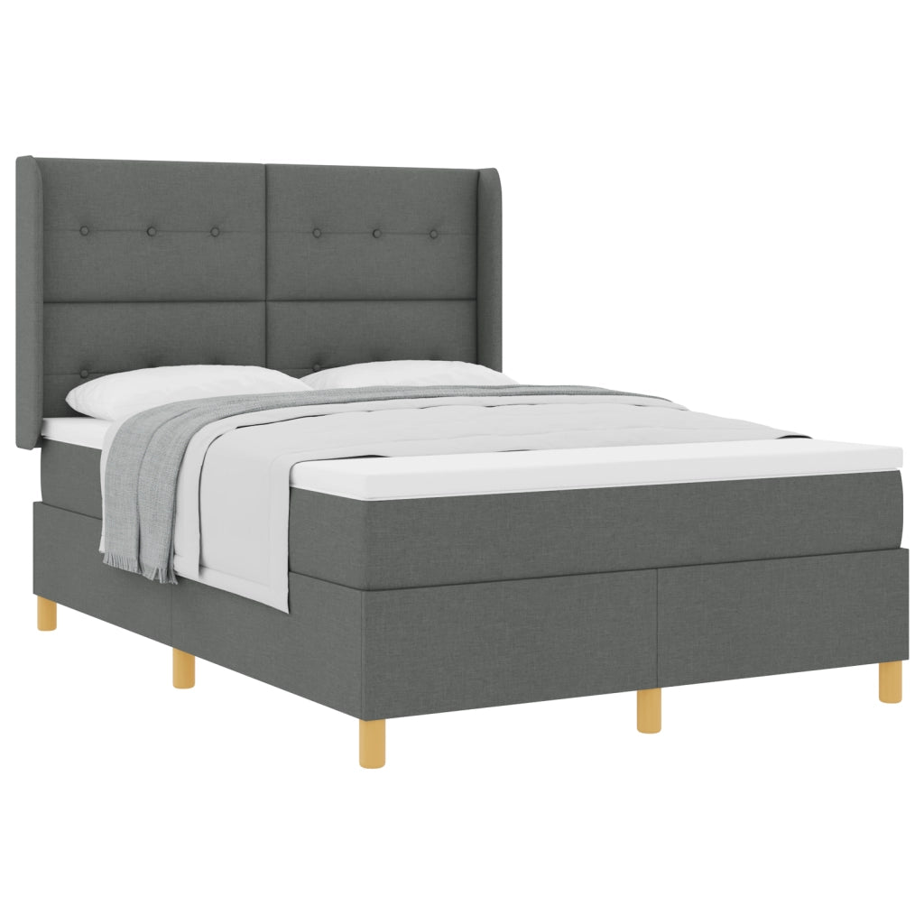 Letto Box Spring con Materasso Grigio Scuro 140x190 cm Tessuto