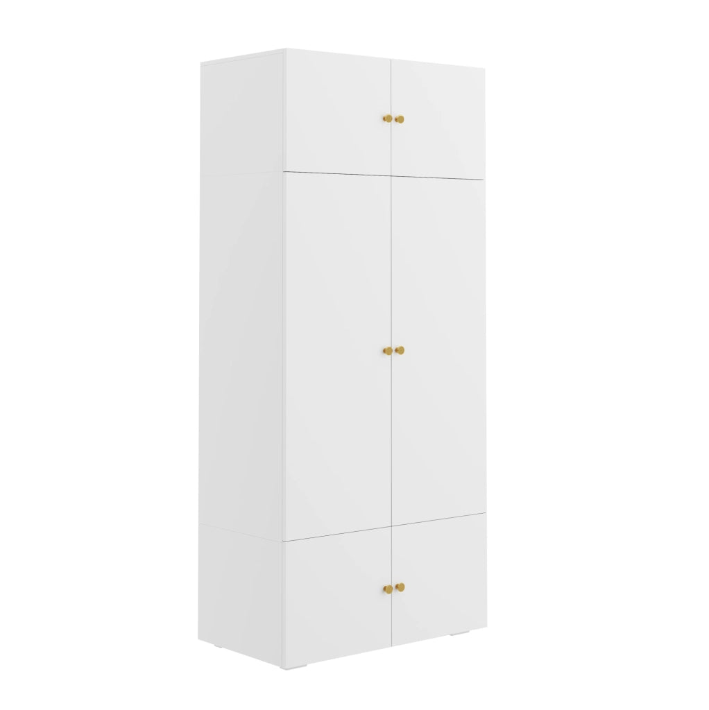 Armadio bianco 90x50x200 cm con 1 barra appendiabiti e 5 ripiani, mobile moderno per camera e ufficio