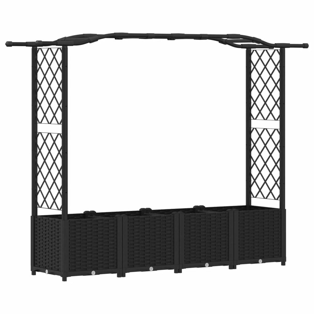 Letto Rialzato con Griglia e Tetto Nero 204 x 40 x 141 cm PP 42032532