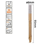 Trade Shop - Punta Trapano Elicoidale ø8mm X 95mm In Titanio Hss 4241 Per Metallo Legno 57152 -