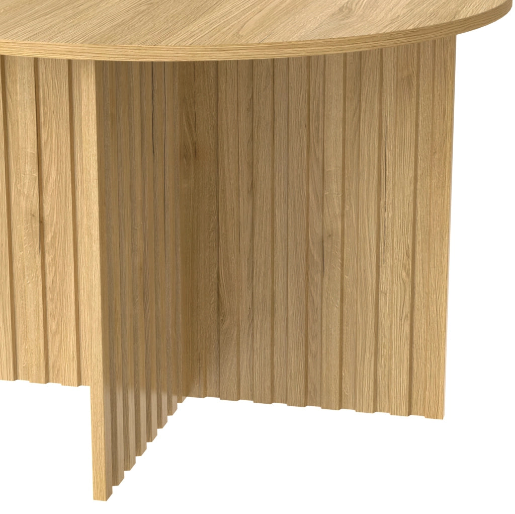 Set di 2 tavolini da salotto rotondi 76x76x50 cm e 40x40x56.5 cm; MDF e pannello truciolare; colore legno