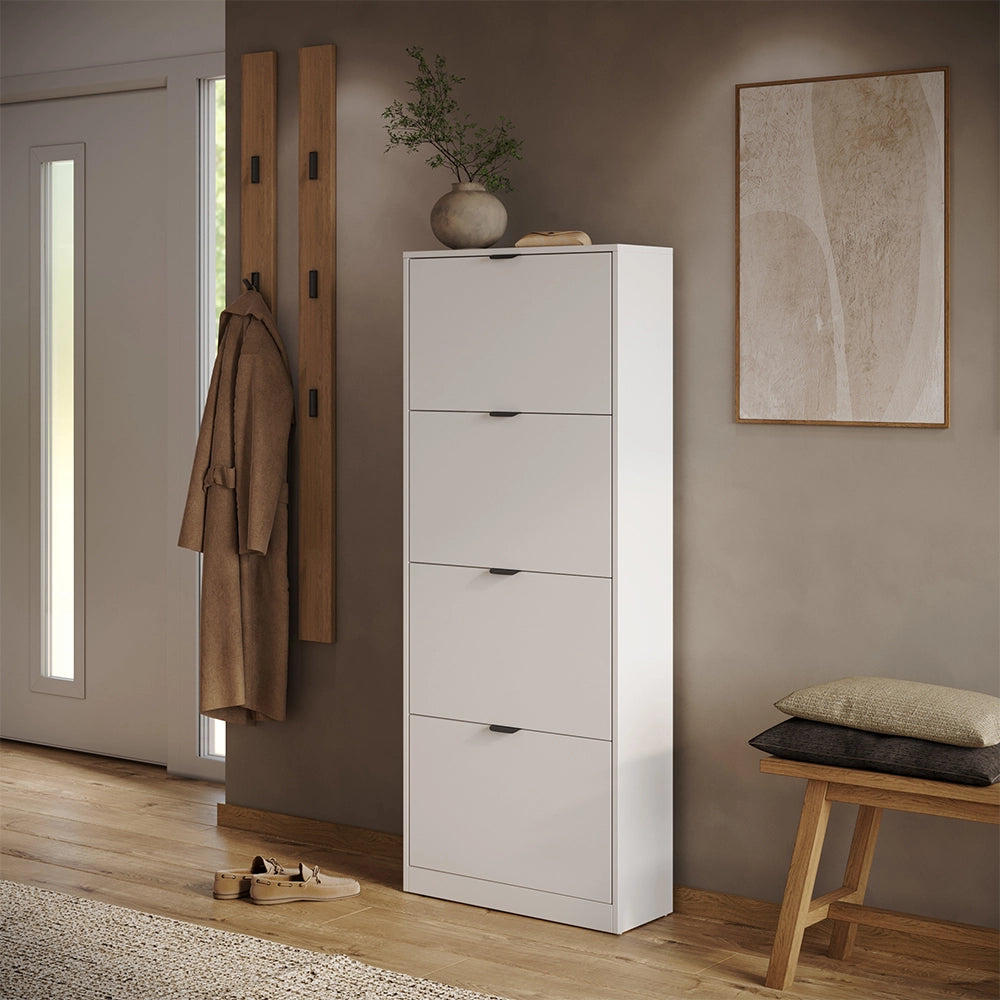Scarpiera da ingresso Gizmo Bianco/Nero 59 x 146.6 cm con 4 scomparti Vicco