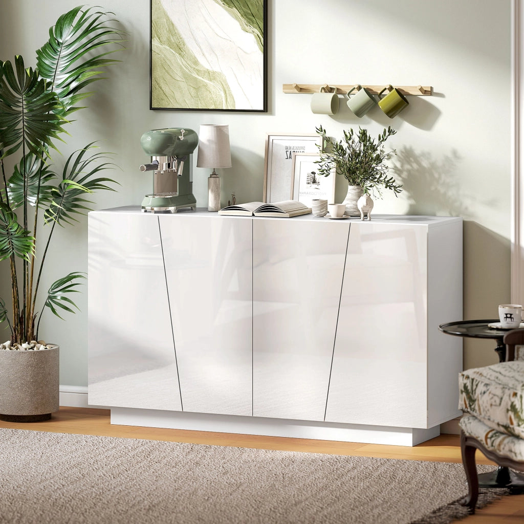 Armadio con ante scorrevoli e ripiano regolabile ¨C zephmum ¨C bianco lucido 150x40x88