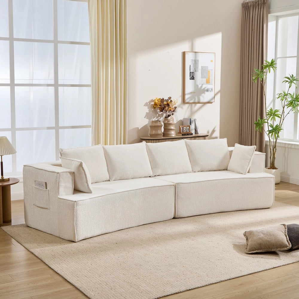 Divano 2 posti ¨C Minimal ¨C Bianco in velluto imbottito