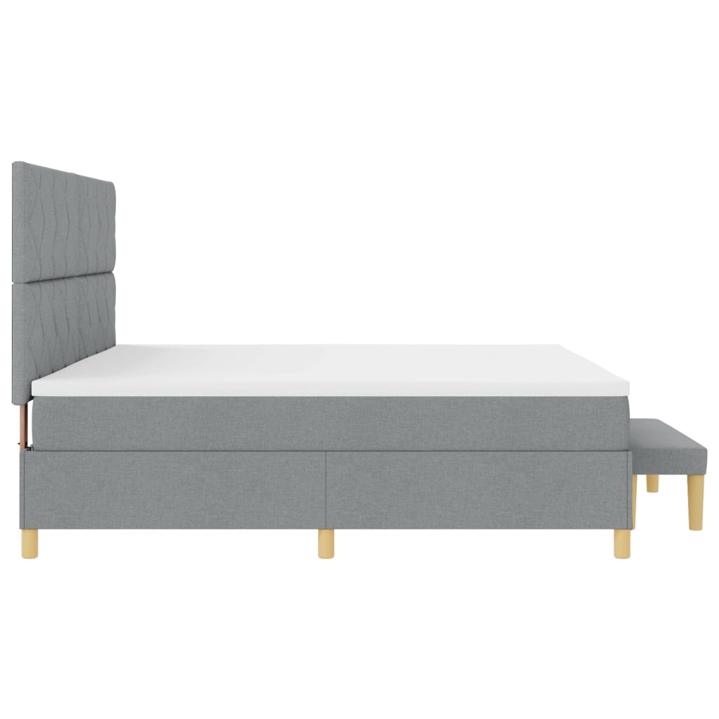 Letto a Molle con Materasso e Panca Grigio Chiaro 200x200 cm Tessuto
