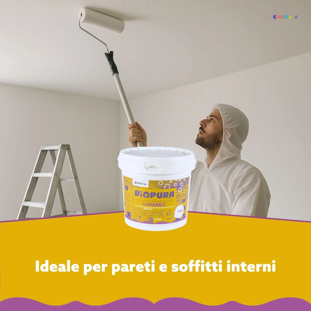 Superpittura lavabile traspirante interni alta copertura linea biopura cromika *** formato 5 lt, confezione 1