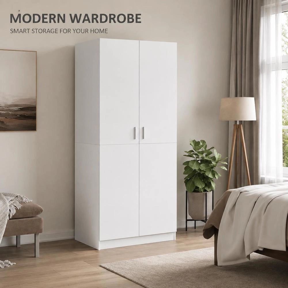 Wardrobe White 80x52x180 Cm Wood-based Material