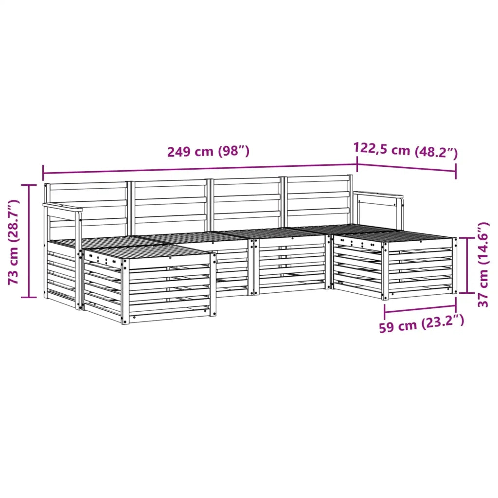 Set divani 6 pcs Naturale Legno di Acacia Massello 3375234