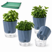 Set di Piantine Autoirriganti a 4 pezzi - 15,3 cm - Doppia parete in PP - Adatto per Interno/Balcone/Cucina - Alta qualità in plastica - Pianta per erbe