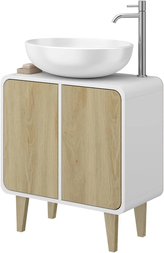 Mobiletto per lavabo Arla, Bianco/quercia, 60 x 61 cm