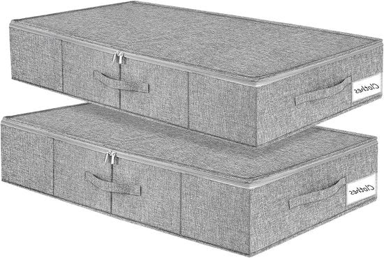 Set di conservazione per sotto il letto - Set di 2 - Grigio - Con coperchio, chiusura a rullo e maniglia