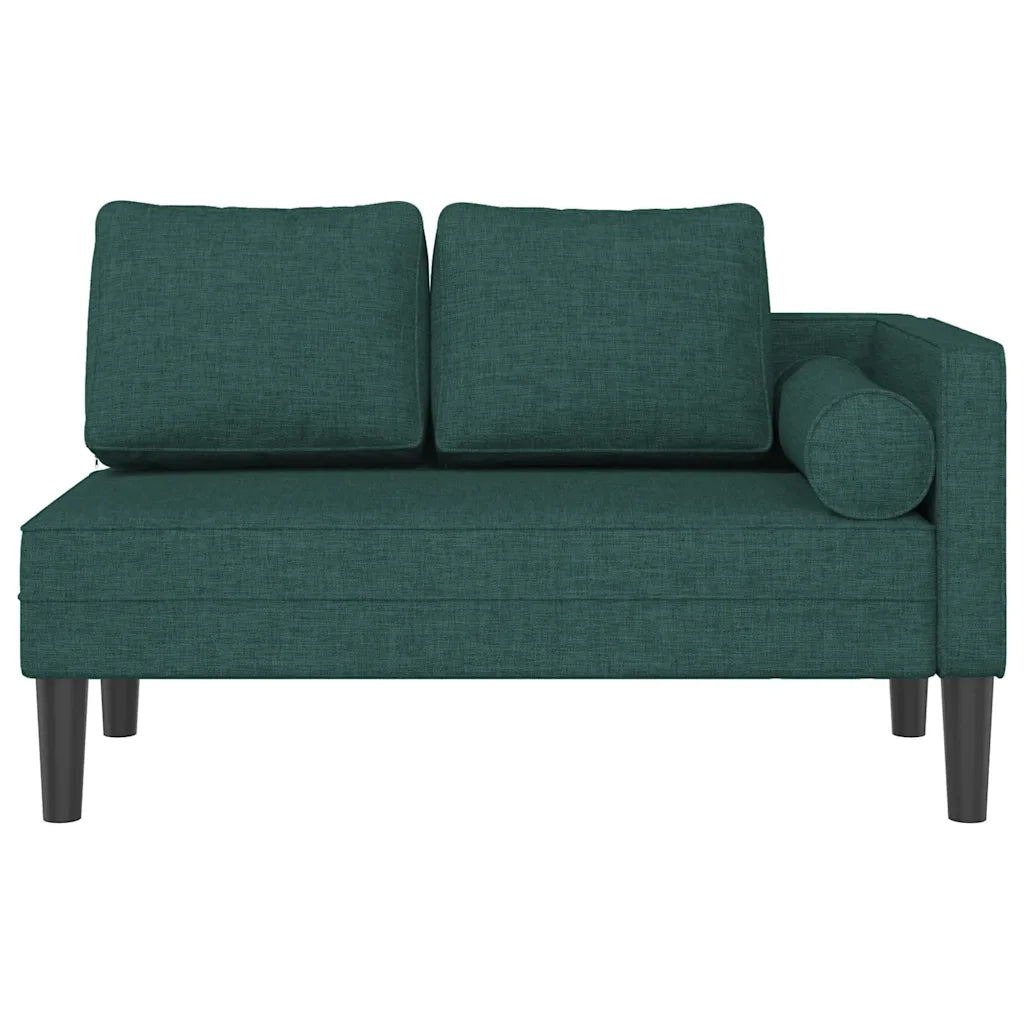 Chaise Longue con Cuscini Verde Scuro in Tessuto CFW2619087