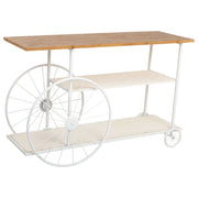 Console in legno e metallo laccato bianco con 2 ripiani 120x42x78h cm