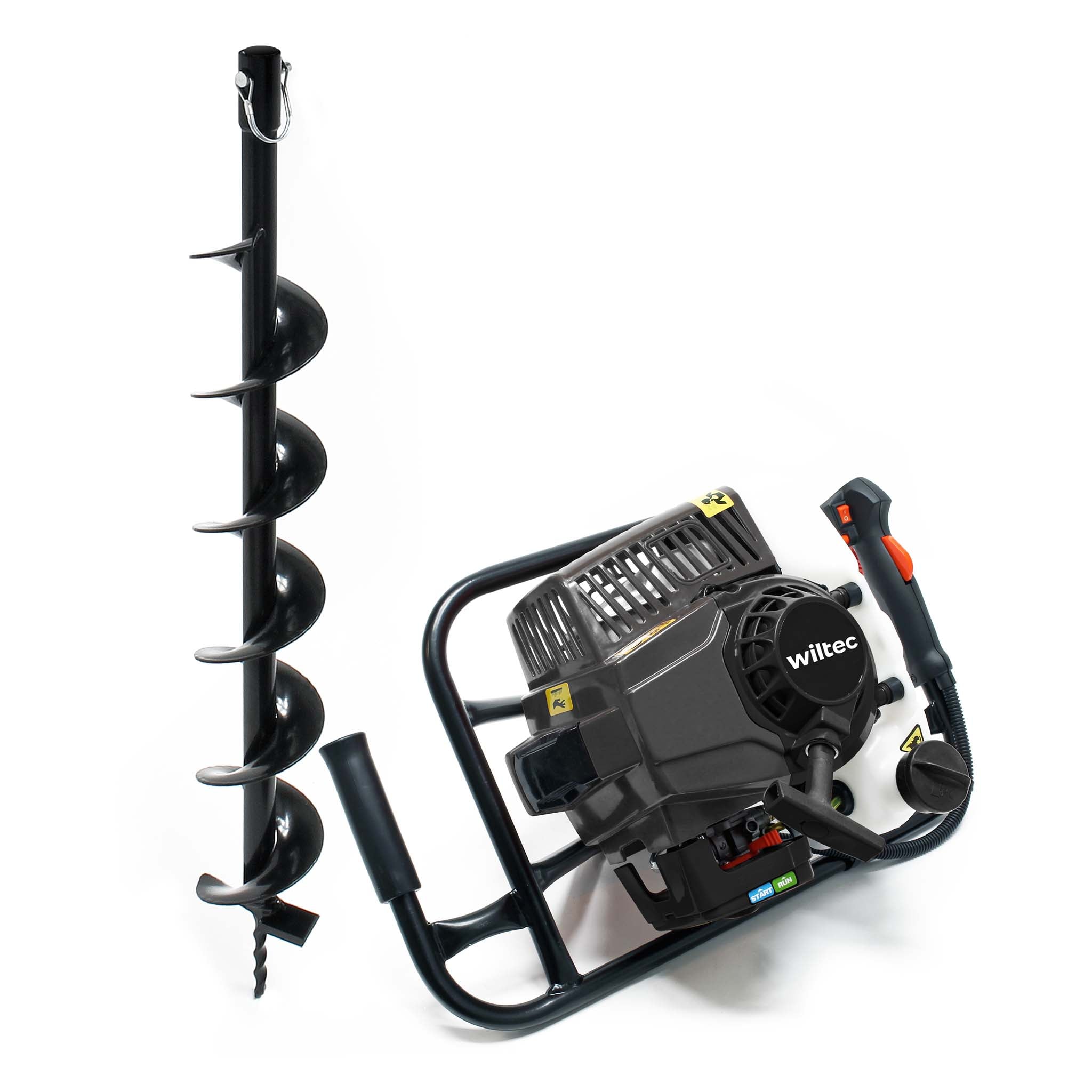 Mototrivella a benzina, motore a 2 tempi di 3 CV 63,3 ccm, con punta elicoidale Ø100mm