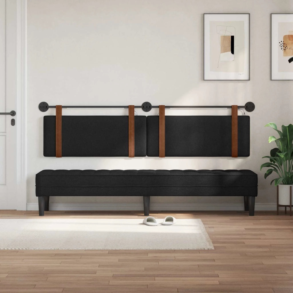 Testiera sospesa Con luce LED Nero PU Antico