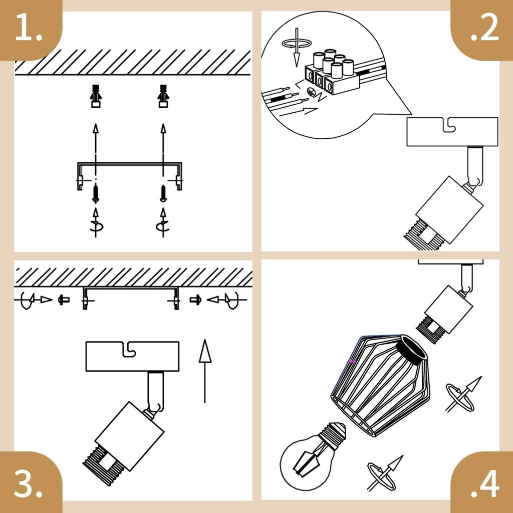 ZMH Lampada da soffitto E14 metallo nero orientabile 350° stile industriale per corridoio soggiorno anche parete