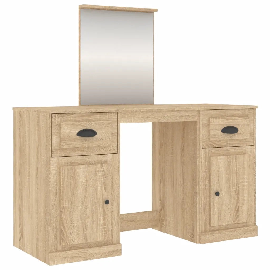 Toeletta con Specchio-Tavolo da Vanit¨¤ Rovere Sonoma 130x50x132,5 cm