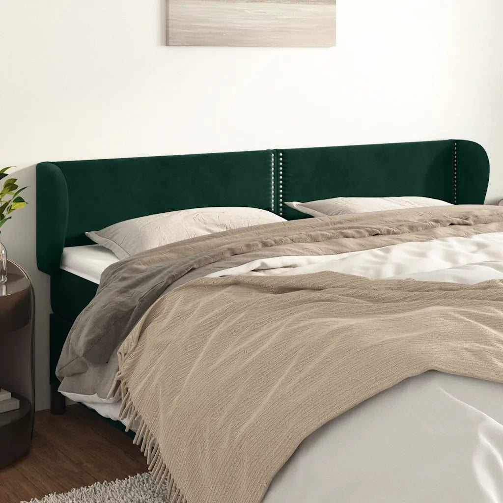 Testiera ad Orecchio Verde Scuro 203x23x78/88 cm in Velluto 3117073