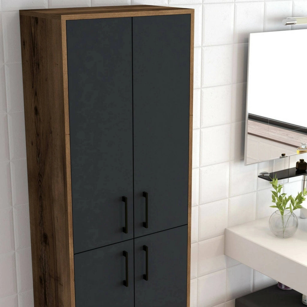 Amata, Armadio Multiuso Grande 5 Ripiani, 60x200h cm Marrone Noce