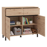 Madia Giarree, Credenza 2 Cassetti, 106x40x90h cm Marrone Rovere Nodi