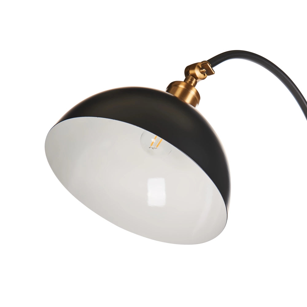 Lampada da terra in metallo nero con paralume e braccio regolabili Interruttore On-Off Camera da letto Soggiorno Casa Ufficio Illuminazione