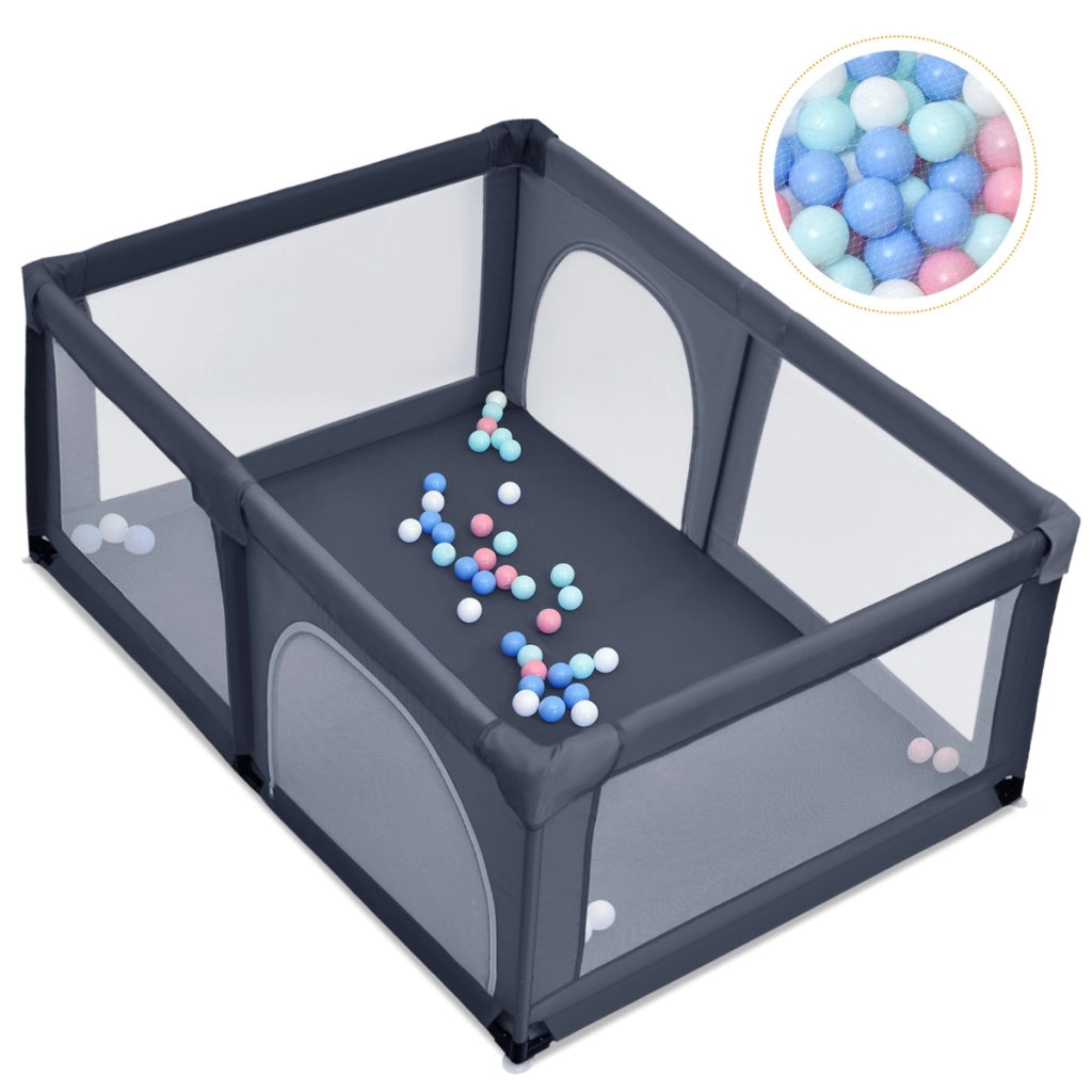 Box portatile sicuro per bambini, Centro attivit¨¤ con cancello rete traspirante e cerniera durevole Grigio scuro-Cancelletti di sicurezza