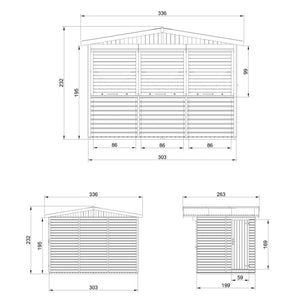 Chiosco in legno da giardino - 263 x 336 cm / 6 m²  - TIMBELA M150AZ