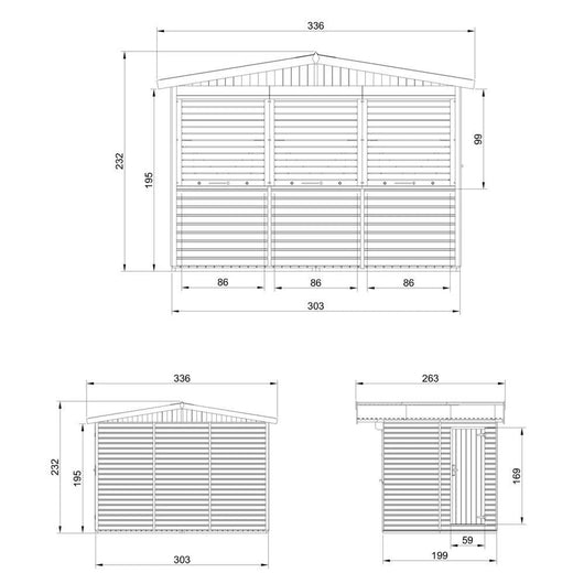Chiosco in legno da giardino - 263 x 336 cm / 6 m²  - TIMBELA M150AZ