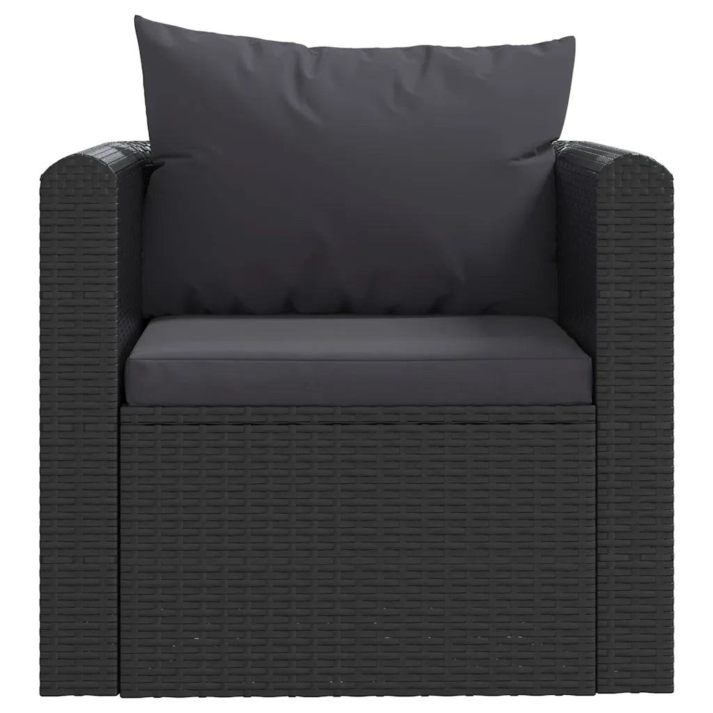 Set Divani da Giardino 7 pz con Cuscini in Polyrattan Nero 46552