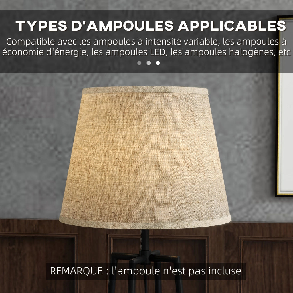 Lampada da terra con mensole ¨C Xylo ¨C 2 ripiani, interruttore a filo, paralume tessuto, E27 40W, 42x42x166 cm, nero marrone