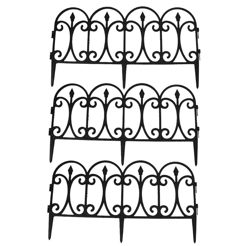 BORDO RECINZIONE DA GIARDINO 6PZ IN COLORAZIONE NERA A FANTASIA IDEALE PER ARREDARE 60X32H CM PVC