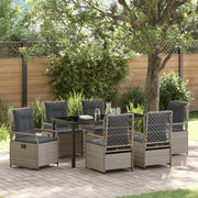 Set da pranzo da giardino 7 pezzi grigio chiaro polyrattan