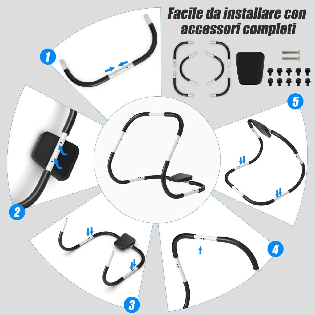 Addestratore per Addominali e Costato con Poggiatesta Imbottito, AB Trainer Ergonomico e Portatile per Allenamento della Forza e Assistente Posizione Seduta da Casa e Palestra