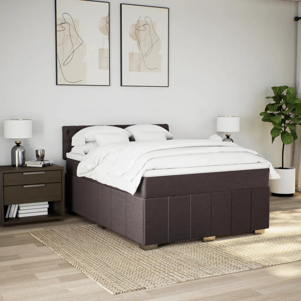 Giroletto a Molle con Materasso Marrone Scuro 140x200cm Tessuto