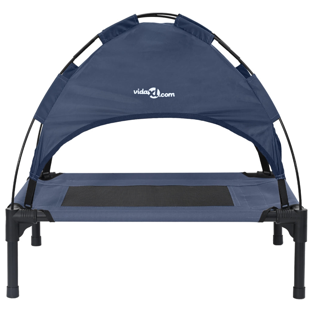 Letto per Cani Rialzato Blu Navy Acciaio, Tessuto 76 x 62 x 70.5 cm