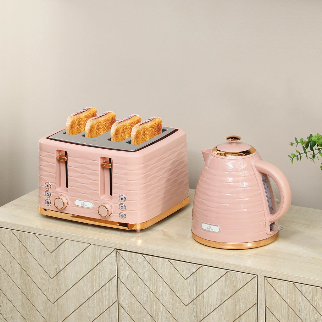 Tostapane Bollitore 2 in 1 ¨C Zephmum ¨C Rosa, 7 Livelli Tostatura, Funzioni Scongelamento e Riscaldamento