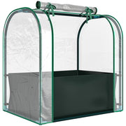 Mini Serra 68x50x70 cm con Aiuola per Coltivazione e Porta Avvolgibile in Acciaio e PP Verde Scuro