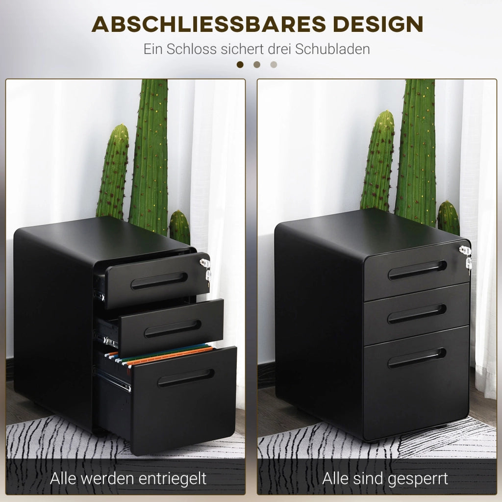 ARMADIO CONTENITORE SU RUOTE 39x48x59 cm IN ACCIAIO NERO