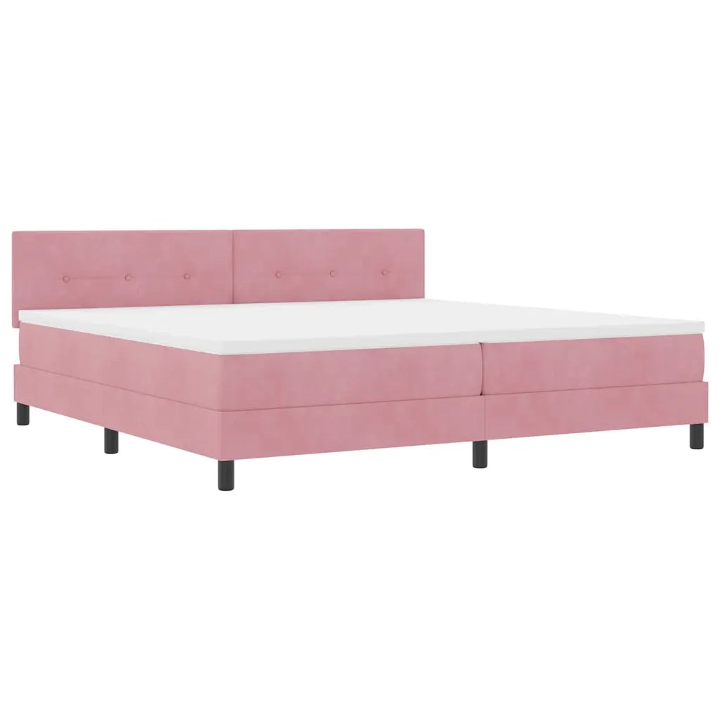 Letto a Sorgente LED con materasso Rosa 200 x 200 cm Velluto