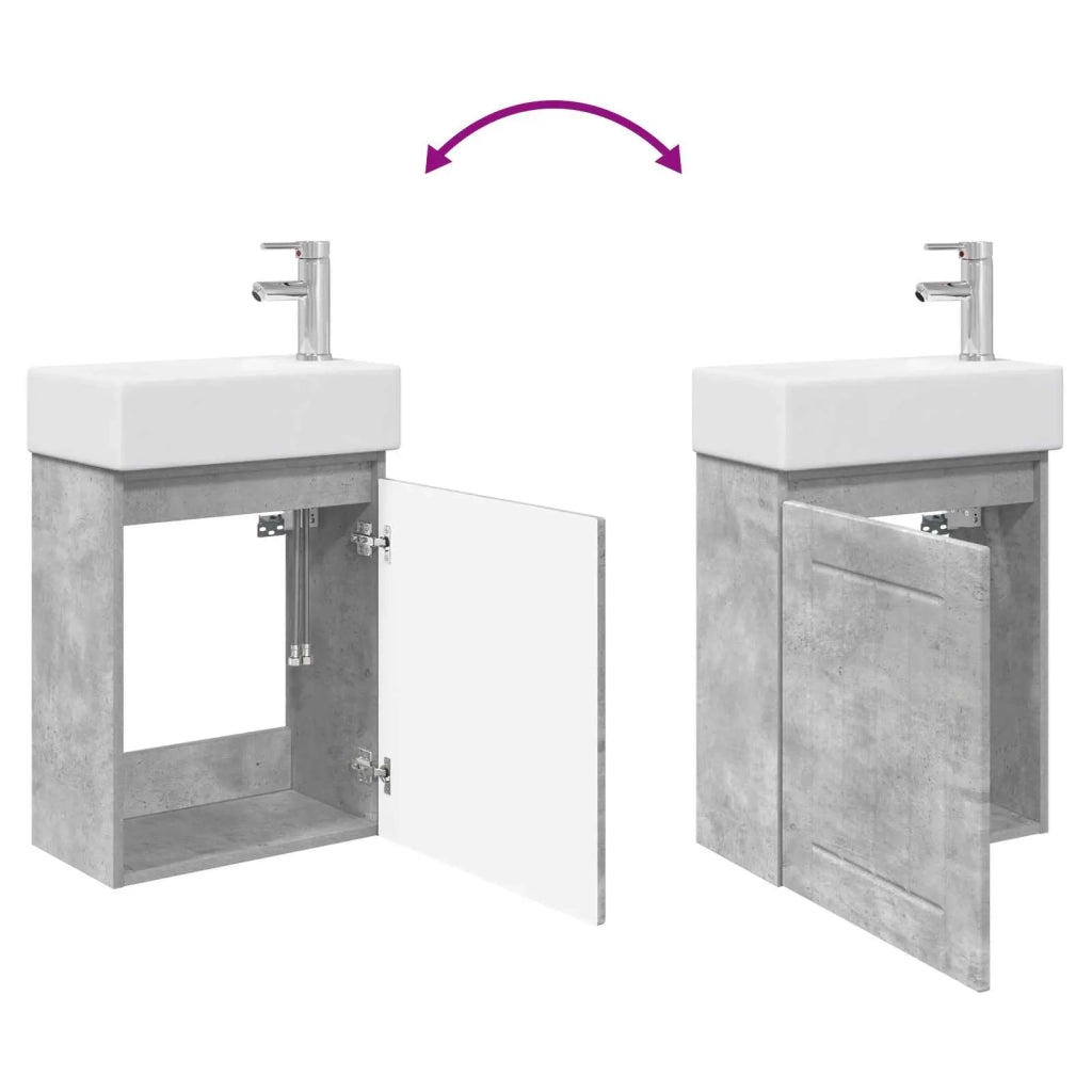 Mobile bagno con rubinetto Grigio Cemento 45,5 x 25,5 x 84 cm 889494