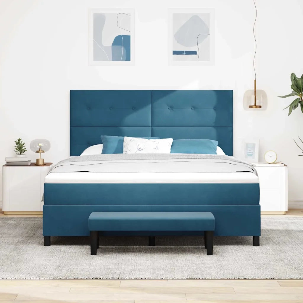 Letto a molle con testiera Blu scuro 200 x 180 cm Velluto 3344532