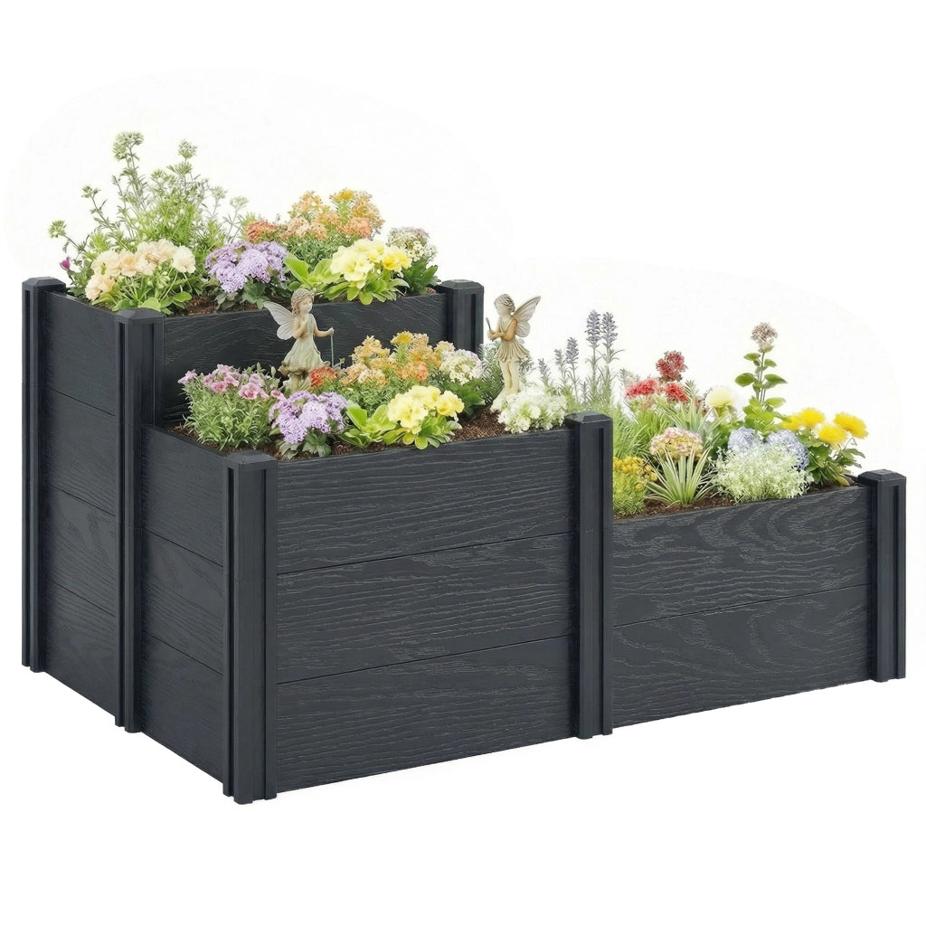 Letto da giardino a 3 livelli ¨C zephmum ¨C grigio 120x80x64 cm