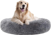 Cuscino per Cani in Pluchen - Donut per Cani - Divano per Cani - Grigio Scuro - Grande - 70 cm di diametro
