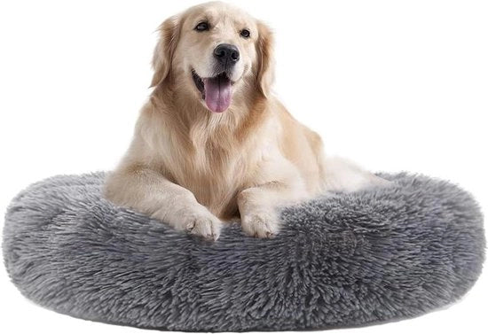 Cuscino per Cani in Pluchen - Donut per Cani - Divano per Cani - Grigio Scuro - Grande - 70 cm di diametro