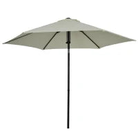 Ombrellone da Giardino Inclinabile a Spinta Manuale con Ventilazione in Metallo Poliestere ad Alta Densità 180g/m², Grigio Chiaro
