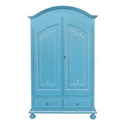 Armadio in legno Shabby chic mod cipolla azzurro anticato decorato provenzale bianco