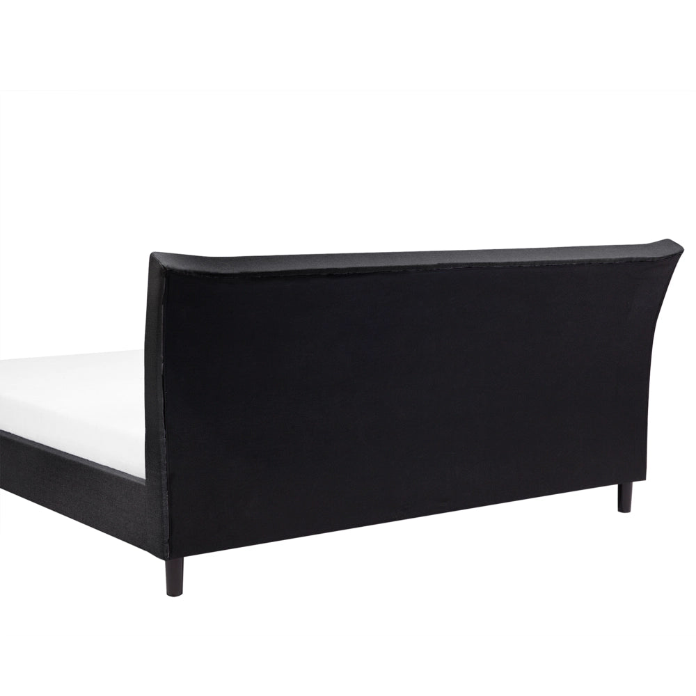 Letto a doghe Tessuto in poliestere grigio scuro Gambe in legno imbottite Testiera capitonné 180 x 200 cm