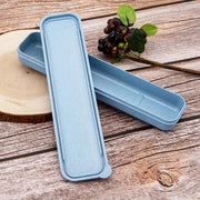 Set di utensili da picnic in legno di bambù, contenitore da viaggio in tessuto per utensili da tavola, 1 pezzo
