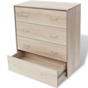 Credenza mobiletto consolle mobile contenitore con 4 cassetti 71 cm colore rovere marrone 4402121