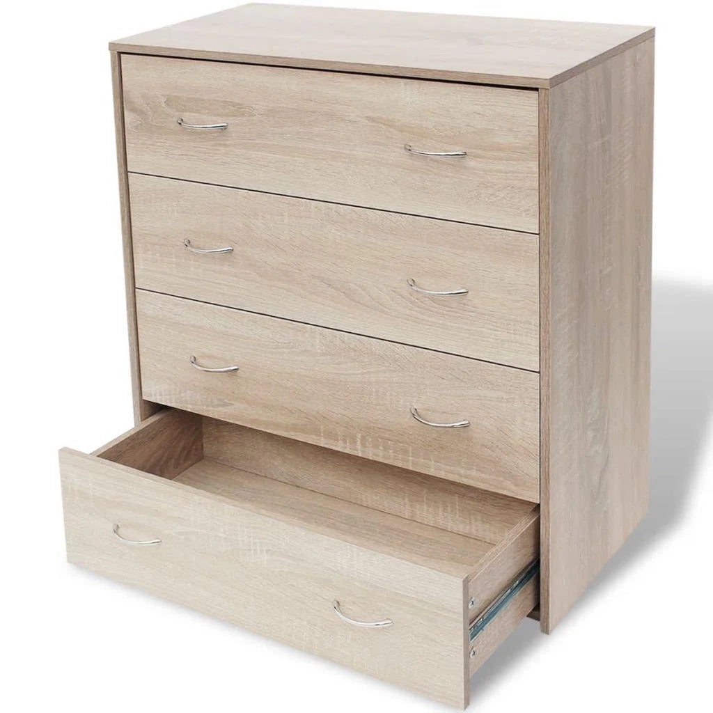 Credenza mobiletto consolle mobile contenitore con 4 cassetti 71 cm colore rovere marrone 4402121